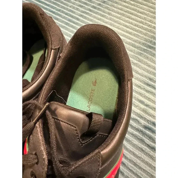 Lacoste Men's Black Sneakers with Red Stripe Size 12 - Narrow Fit - Picture 4 of 5